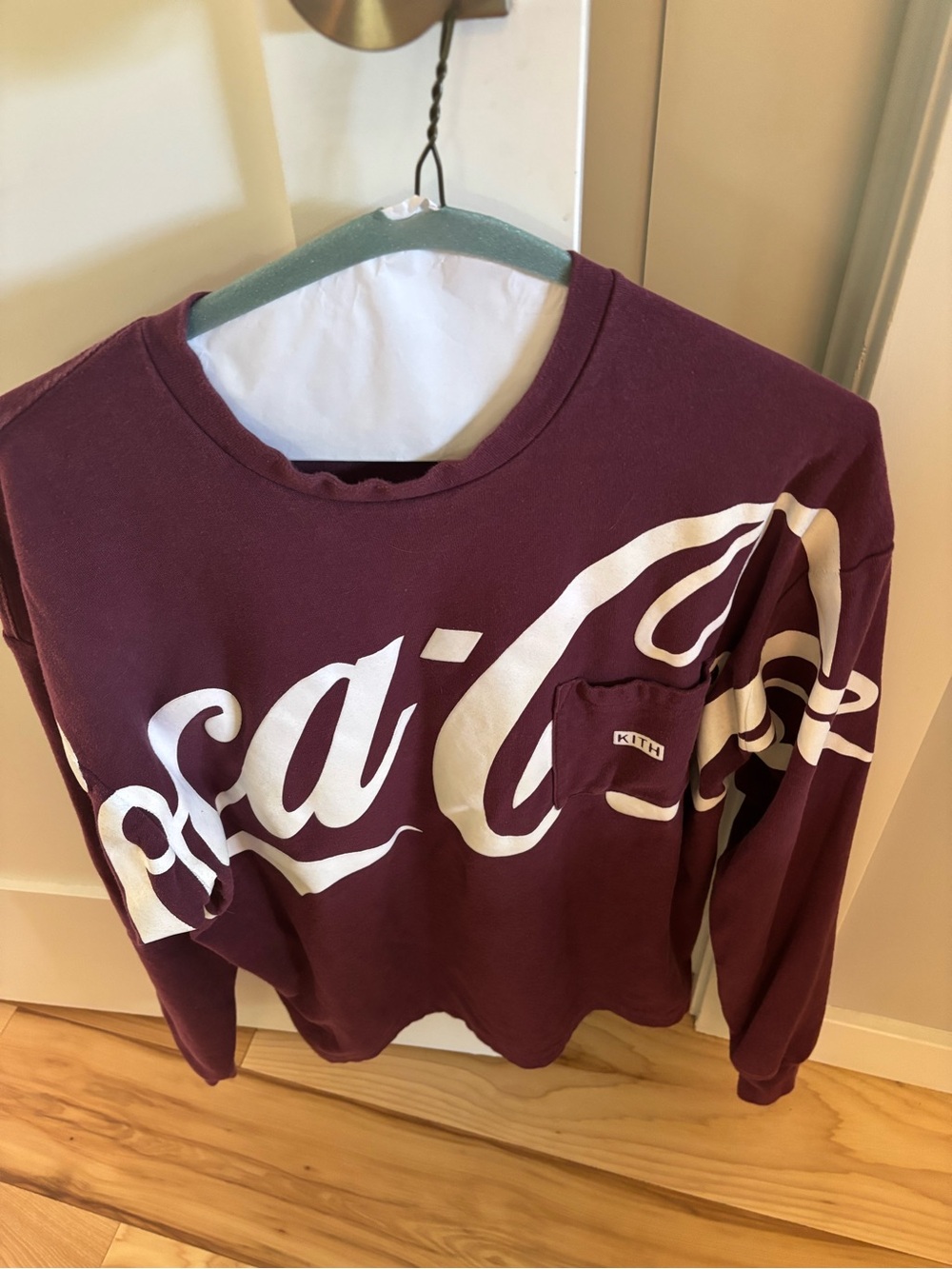 Kith Women's Maroon Long Sleeve Tee with White Script